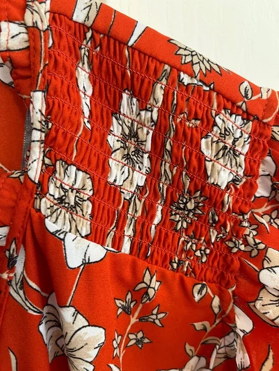 Danielrainn, size 1x, sleeveless, orange with white floral women’s tunic - Picture 3 of 5